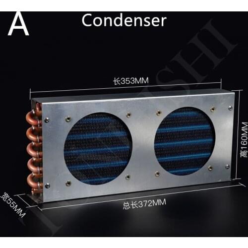 Small With Shell Condenser Radiator Refrigerator Freezer Air Cooled Water Cooled fan Aluminum Fin Copper Tube Heat Exchanger