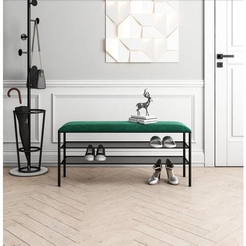 Change shoes stool household soft cushion door entrance light luxury shoe rack storage storage shoes stool strip shoe cabinet