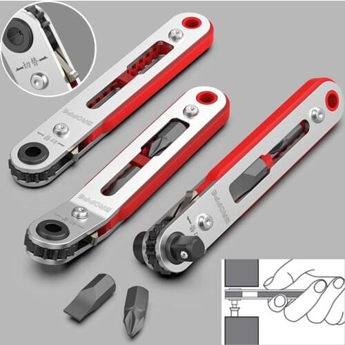 Mini Rapid Ratchet Socket Wrench Magnetic Screwdriver Ratchet Wrench Right Angle 1/4\" Hex Wrench For Narrow Space Repair Tool