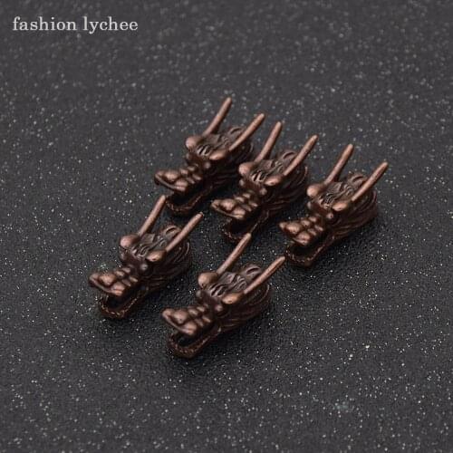 Fashion lychee 5pcs Vintage Metal Dragon Head Dreadlock Beads Tube For Women Hair Fasten Hair Jewelry Accessories