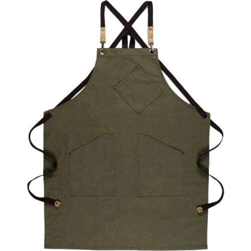 Fashion&Working Design Light Soft Canvas Apron Double Side Pockets Adjustable Whole Body Hangable Painting Chef Restaurant