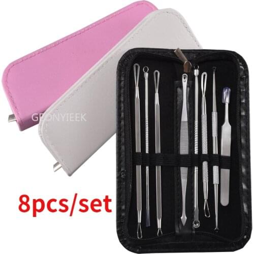 7/8Pcs Blackhead Acne Pimple Remover Needle Stainless Steel Popper Extractor Kit Tools Pore Deep Cleansing Women Beauty Cosmetic