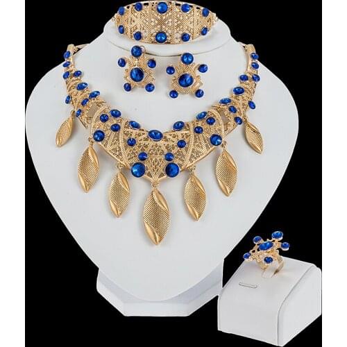 Women Jewelry sets African Ethiopia Dubai Fashion gold bridal Wedding gifts Necklace Earring Ring bracelet set India jewellery