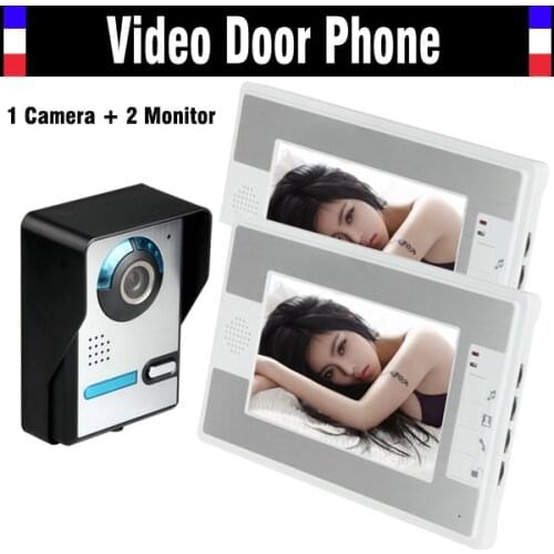 New 7 Inch Video Door Phone Intercom Doorbell Video Doorphone System IR Night Vision Outdoor Camera 2pcs LCD Color Monitor