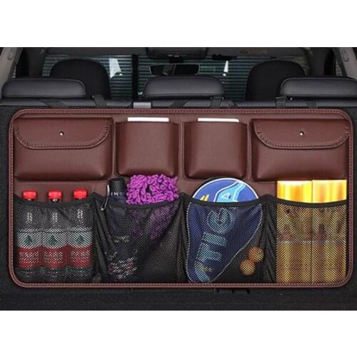 PU Leather Car Trunk Organizer Bag Rear Seat Back Storage Box Universal Auto Backseat Net Trunk Organizer Interior Accessories