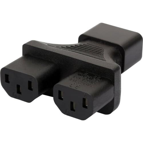 IEC 320 3Prong Male to 2 Female Y type Power split adapter IEC 320 C14 Male to 2xC13 Female Y spliter adapter