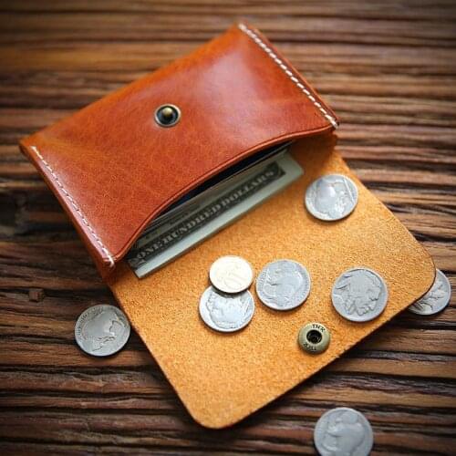 Handmade Genuine Leather Card Holder Portable Men Card Wallets Small Purse Credit ID Card Holder Women Business Card case