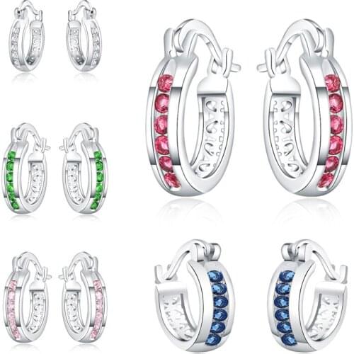 BABYLLNT New 925 Sterling Silver Earrings Crystal Zircon Small Round Earrings WomenS Jewelry Wedding Gifts Gift