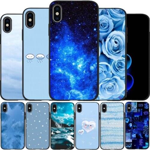 Blue black Silicone Phone Case For iPhone 12 XR XS Max 5 5S SE 2020 6 6S 7 8 PLUS X 11Pro Max 11 Cover