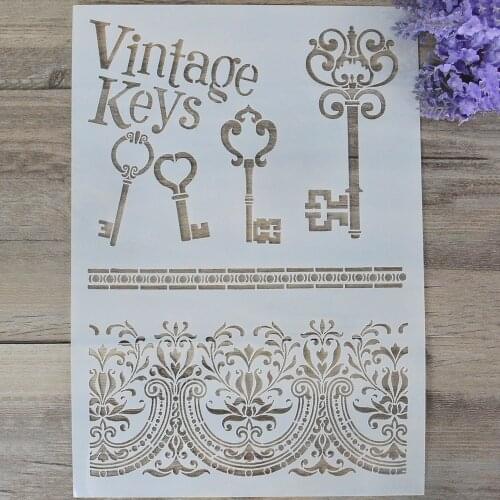 A4 A3 A2 DIY Craft Vintage Key Border Stencil For Wall Painting Scrapbooking Stamping Album Decorative Embossing Paper Card
