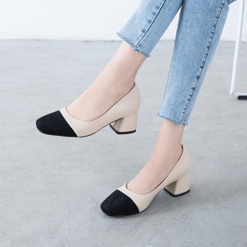 Women Pumps 2021 New Fashion Spring Mixed Colors Ladies Round toe High Heels Elegant Female Thick Heel Dress Work Ladies Shoes