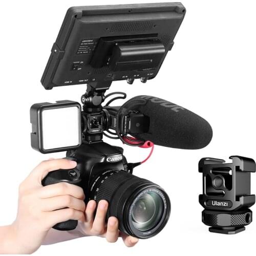 Ulanzi PT-12 DSLR Cold Shoe Mount Adapter DSLR Monitor Mount Three Cold Shoe for LED Light Microphone