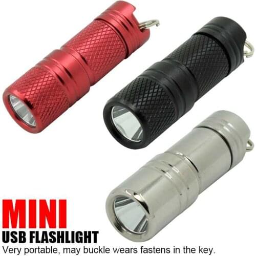 Stainless Steel USB Charging LED Keychain Flashlight XPG R5 Super Mini Pocket Torch Portable Waterproof Small Emergency Lantern