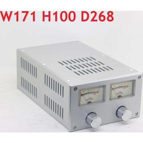 DIY Hifi Enclosure Box Retro Double Level Meter All Aluminum Amplifier Chassis Tube Power Amp Case Mini 172*100*268MM BZ1710