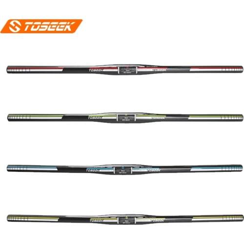 TOSEEK Full 3K Carbon Fibre Bike Mountain Flat Handlebar Width 600/620/640/660/680/700mm Bicycle Handlebar Stem Clamp 31.8mm