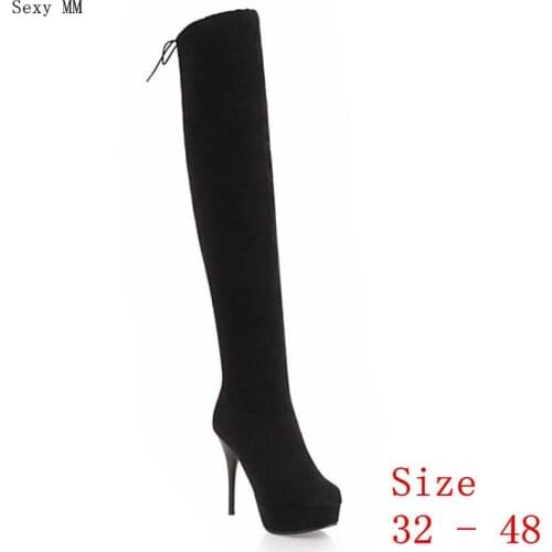 Platform Women Over the Knee Boots High Heel Shoes Woman Thigh High Boots Small Plus Size 32 33 -40 41 42 43 44 45 46 47 48