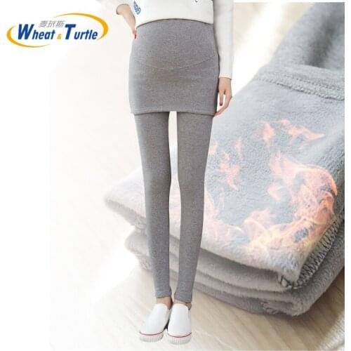 Winter Thickening Velvet Warm Pantskirts Leggings For Pregnant Women Maternity Slim Pencil Leggings Pregnant Clothing For Women