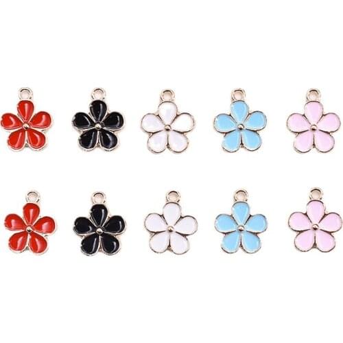 10pcs/Lot Flower Diy Handmade Oil Enamel Charms Design for Jewelry Making Earring Bracelet or Necklace