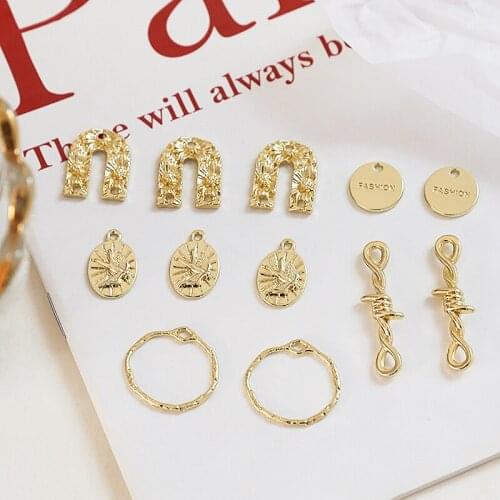 10pcs Hollow round Geometry Earrings For Women Fashion oval double hanging simple pendant diy jewelry bracelet accessories