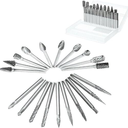 20Pcs 3mm Shank Tungsten Carbide Steel Rotary Burr Die Grinder Bit Carving Set