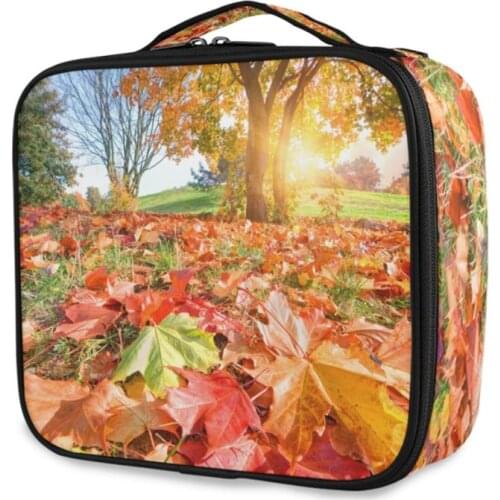 2021 New Maple Leaf Print Travel Cosmetic Bag Fashion Lady Cosmetic Bag Storage Bags Large Capacity Women Makeup Bag