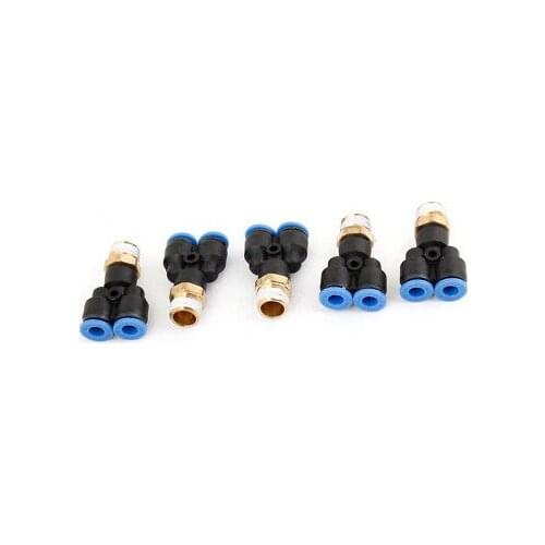 5 Pcs 1/4"PT Thread to 6mm Push in Y Shaped Air Pneumatic Quick Fittings