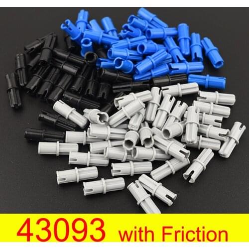 50PCS 43093 Axle Pin with Friction Ridges Lengthwise Building Block Bricks Accessories Assemble Parts connector MOC Education