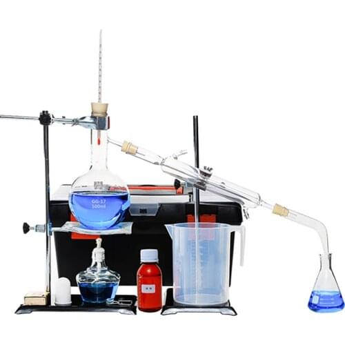 500ml New Lab Essential Oil Distillation Apparatus Water Distiller Purifier Glassware Kits w/Condenser Pipe Full Sets