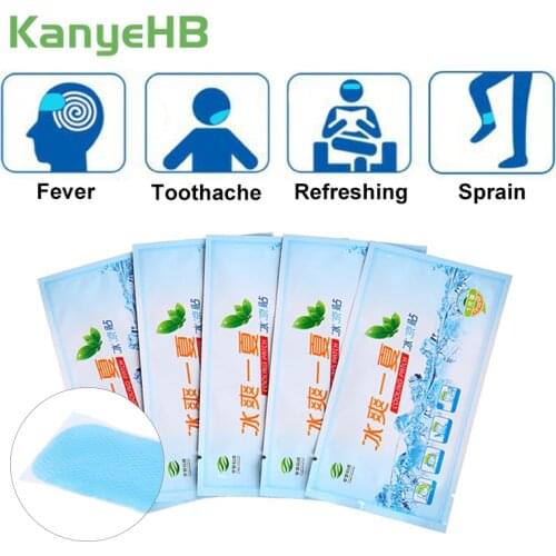 9pcs Fever Down Patches Medical Plaster Migraine Headache Pad Lower Temperature Ice Gel Polymer Hydrogel Cooling A208