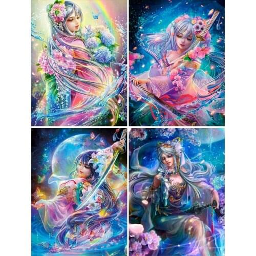 5D DIY Diamond Painting Flower Fairy Anime Cross Stitch Kit Full Drill Square Embroidery Mosaic Art Picture of Rhinestones Decor