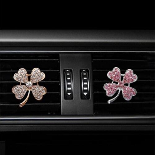 Diamond Four-Leaf Flower Style Car Air Freshener Perfume Diffuser Auto Interior Air Conditioner Outlet Vent Perfume Clips