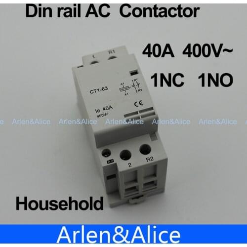 CT1 2P 40A 1NC 1NO 220V/230V 400V~ 50/60HZ Din rail Household ac Modular contactor