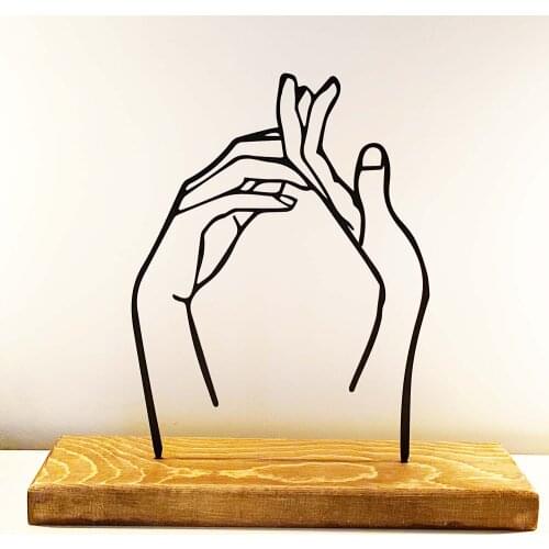 Dekoratif Metal Eller Ev Aksesuarı, Ahşap ve Metal Ofis Hediyelik Eşya, Dekor Metal Obje - Siyah