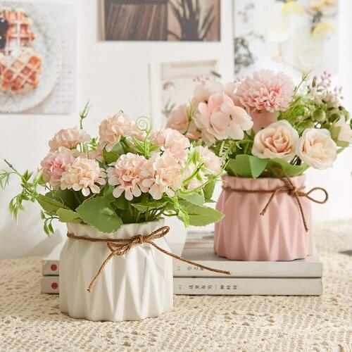 Nordic Home Decoration Ceramic Flower Pot Indoor Green Plant Potted Plant Interior Decoration Accessories Art Fake Flower Gift