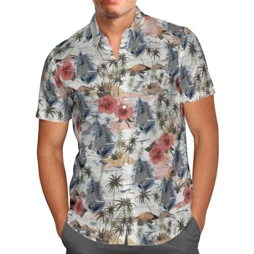 Warship Coconut Tree 3D Printed Summer Shirt Hawaiian Beach Short Sleeved Shirt Mens Oversized 5XL Streetwear Hemden Herren