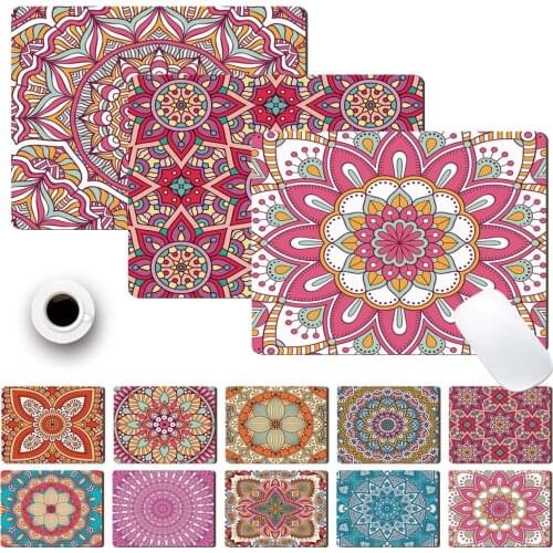 Smooth Waterproof PU Leather Computer Mouse-pad Smooth Game Laptop Mouse Pad Mandala Pattern Durable Game Mouse Mat