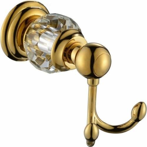 Crystal & brass gold robe hook bathroom hangings pvd-ti golden towel rack clothes hook CY002