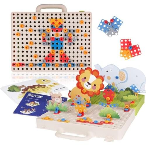 Boy Toys Simulation Electric Drill Screw Puzzle Tool DIY Assembled Model Educational Building Brick Toys Set Kids Screwing Toys