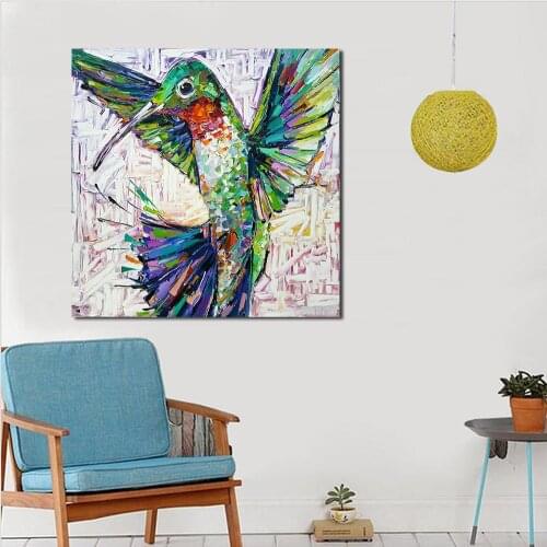 JQHYART Art Printing Pop Oil Painting Canvas Hummingbird Wall Art Wall Pictures for Living Room Bedroom Office No Frame