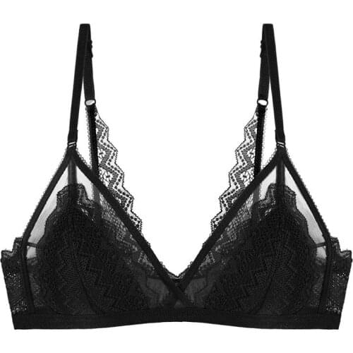 Lace French bra lingerie without bulge Wireless Soft Cotton Thin Triangle Cup Bras Women Invisible Underwear