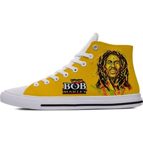 Legend Bob Marley Reggae music Novelty Design Lightweight High Top Canvas Shoes Men Women Casual Breathable Sneakers