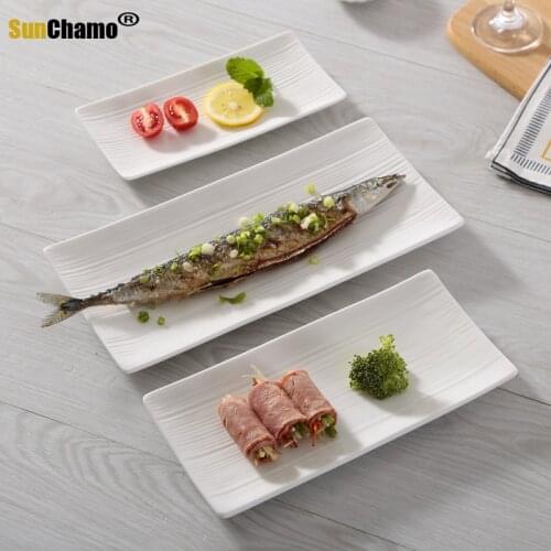 Fashion Tableware Dinner Plates Long Square Sushi Bread Cutlery Ceramic Plate Creative New Western Dish Dim Sum Cake Dish Plates