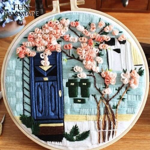 3D European style DIY Embroidery Kit Building Landscape Courtyard Cross Stitch For Beginners HandCrafts Decor Gift