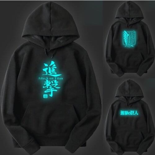 New Fashion Luminous Men Women Attack On Titan Hoodies Printed Boys Girls Sportswear Noctilucous Teens Sweatshirt Pullover Gifts