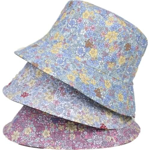 Floral Colorful Print Female Bucket Caps Little Daisy Girls Panama Hats Outdoor Sunscreen Hat Lady Elegant Fisherman Caps Gift