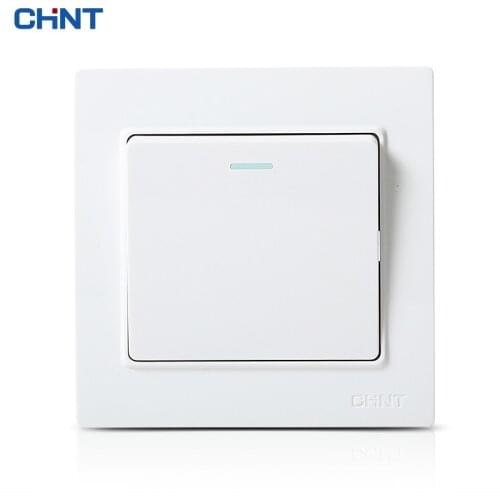 CHNT Switch One Gang One Way NEW7L Three Color Safety Steel Frame 86 Type Switch Socket