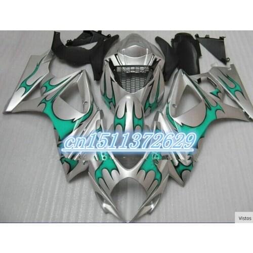 Personalizado para 2007 K70708 GSXR1000 kit de carenados 2008 GSX-R1000 07 08 verde oscuro plata con for SUZUKI 2007 2008 sky