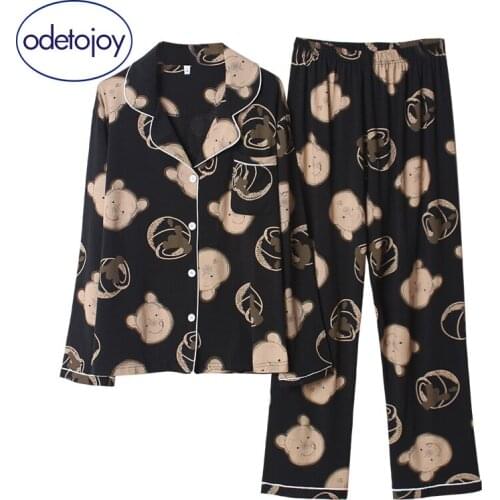 Korean style pajamas womens suit long-sleeved trousers spring and autumn cartoon sweet bear home service suit