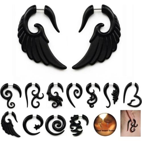 2Pcs Acrylic Black Fake Spiral Ear Taper Plug Gauges Twist Expanders Earring Cheater Stretchers Piercing Body Jewelry