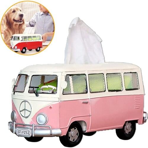 Retro Car Tissue Boxes Multicolor Bus Model Organizing Boxes Decorative Napkin Holder Home Decorative Tissue Paper Box